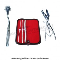 Hegar uterine dilator 3 pieces set,3-4, 7-8, 13-14, wartenberg pinwheel, mathieu speculum